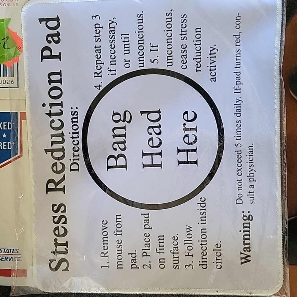 Stress Reduction Pad Bang Head Here Mouse Pad